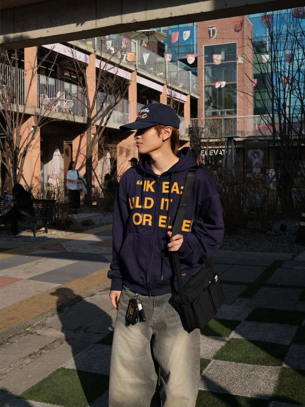 街頭 SWEDEN 瑞典印花 雙拉鍊 連帽 外套