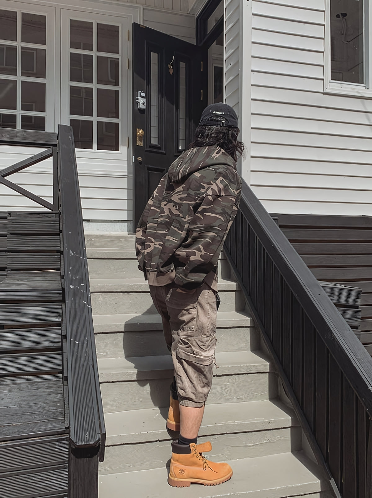 迷彩 哥德字體 雙拉鍊 連帽 外套 / 2色