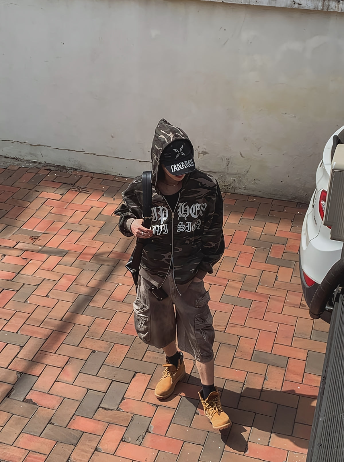 迷彩 哥德字體 雙拉鍊 連帽 外套 / 2色