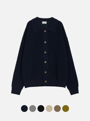 寬鬆 翻領 珍珠釦 針織 開襟衫 / 6色