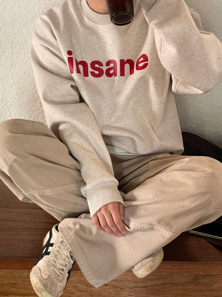 insane 印花 落肩 短版 大學T / 3色