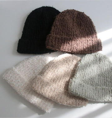 毛絨 立體針織 修飾臉型 保暖 毛帽 / 5色