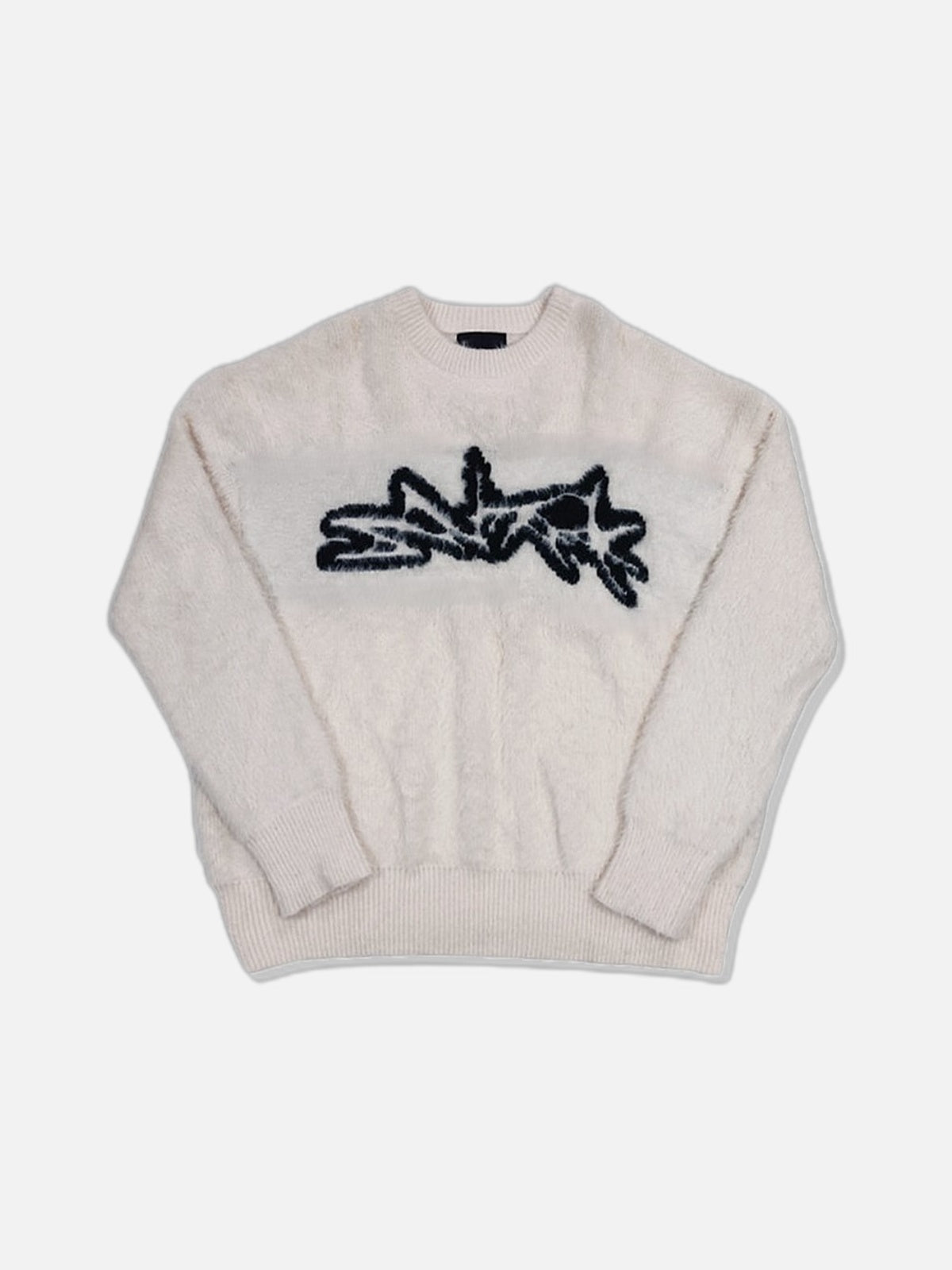 街頭 馬海毛 塗鴉 落肩 毛衣 / 3色