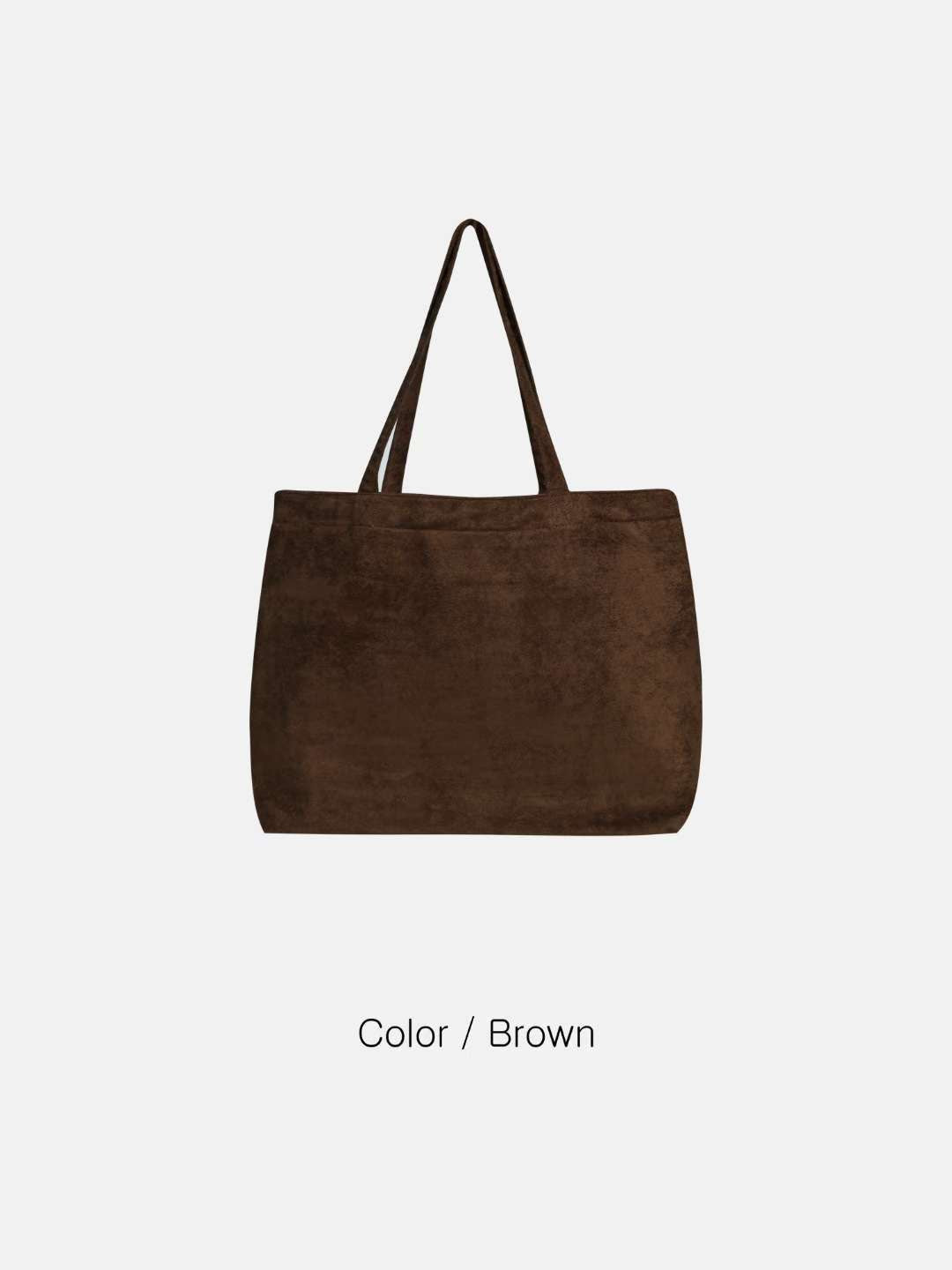 簡約 麂皮 絨面 大容量 肩背 托特包 / 3色