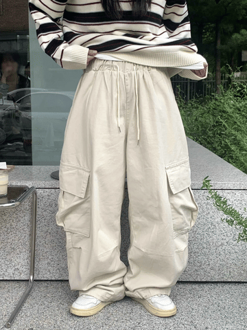 側口袋 抽繩 工裝 寬鬆 長褲 / 6色