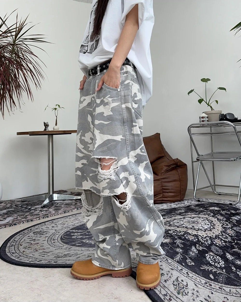 25mm 復古 豹紋 金屬孔洞 皮帶 / 3色 - WHATEVER STUDIO