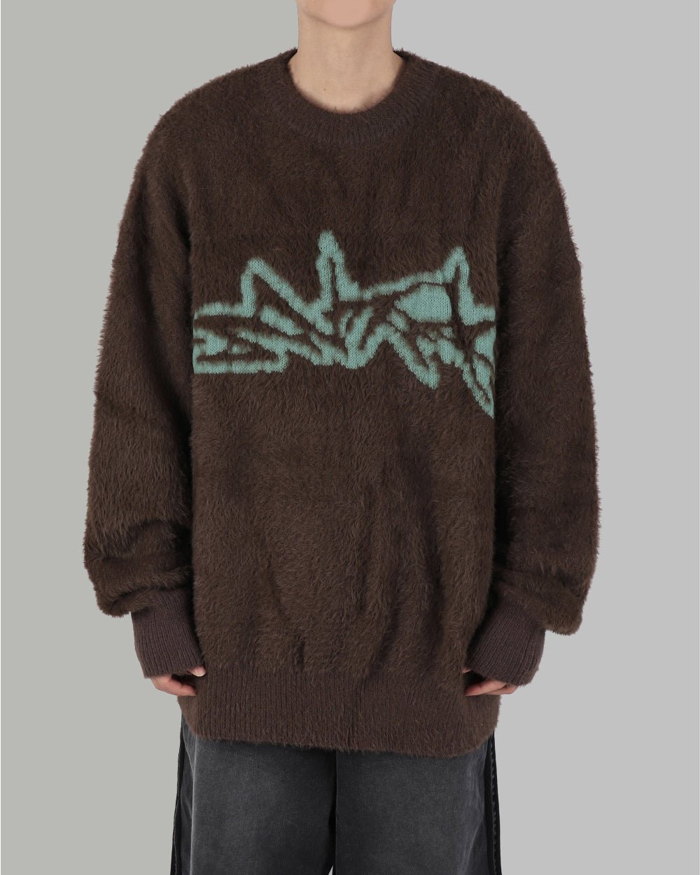 街頭 馬海毛 塗鴉 落肩 毛衣 / 3色 - WHATEVER STUDIO