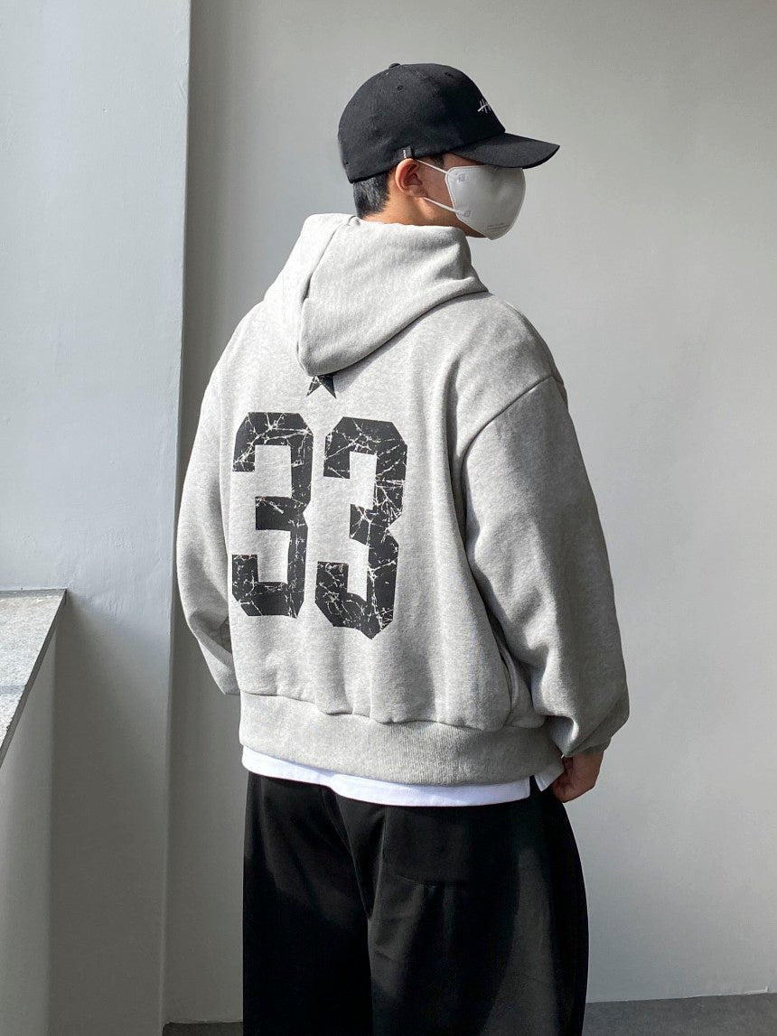 33 斑駁刺繡 鈕扣 開襟 連帽衫 / 3色 - WHATEVER STUDIO