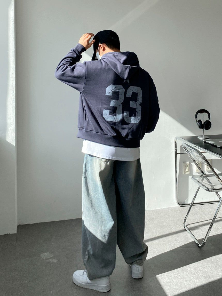 33 斑駁刺繡 鈕扣 開襟 連帽衫 / 3色 - WHATEVER STUDIO