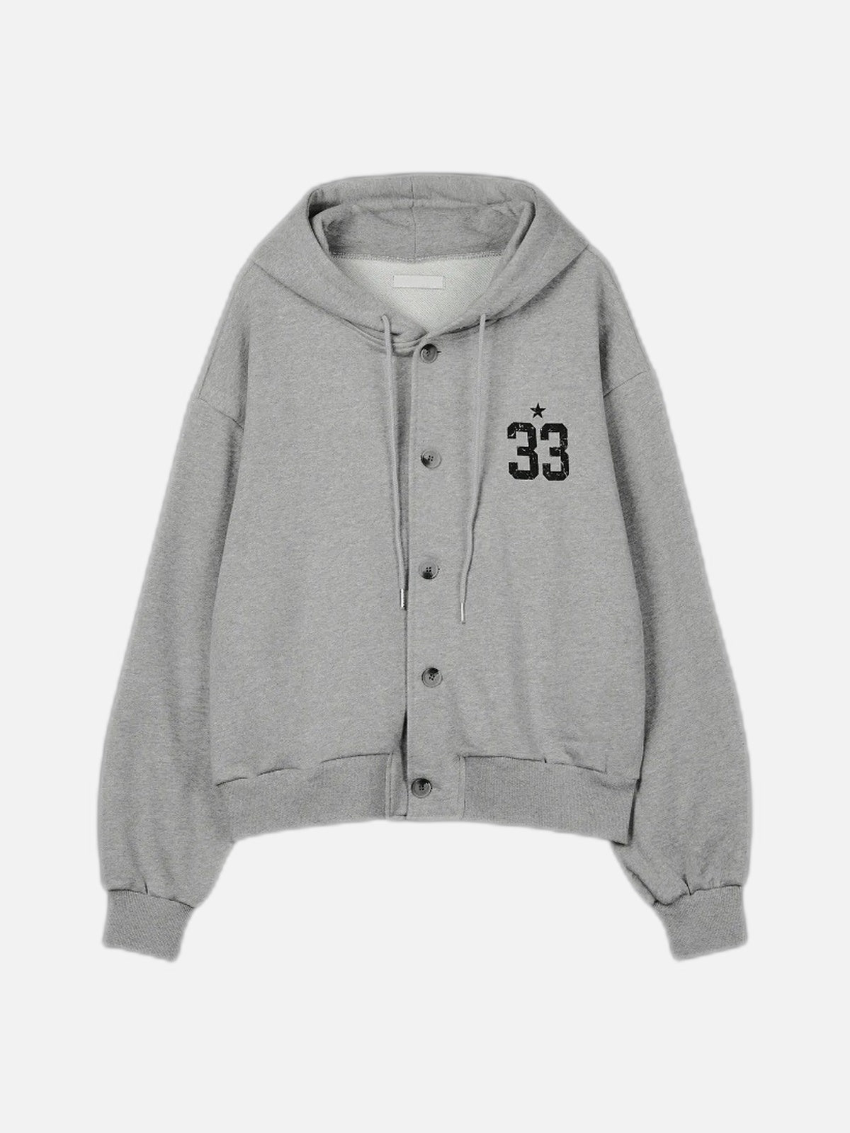 33 斑駁刺繡 鈕扣 開襟 連帽衫 / 3色 - WHATEVER STUDIO