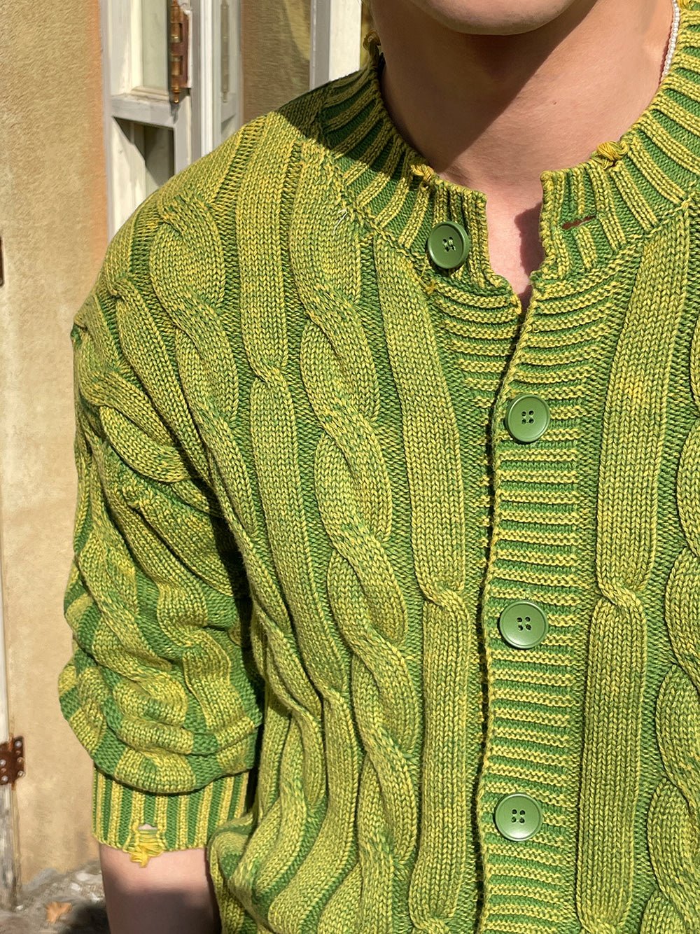 仿舊 提花 破壞 短版 針織外套 / 4色 - WHATEVER STUDIO