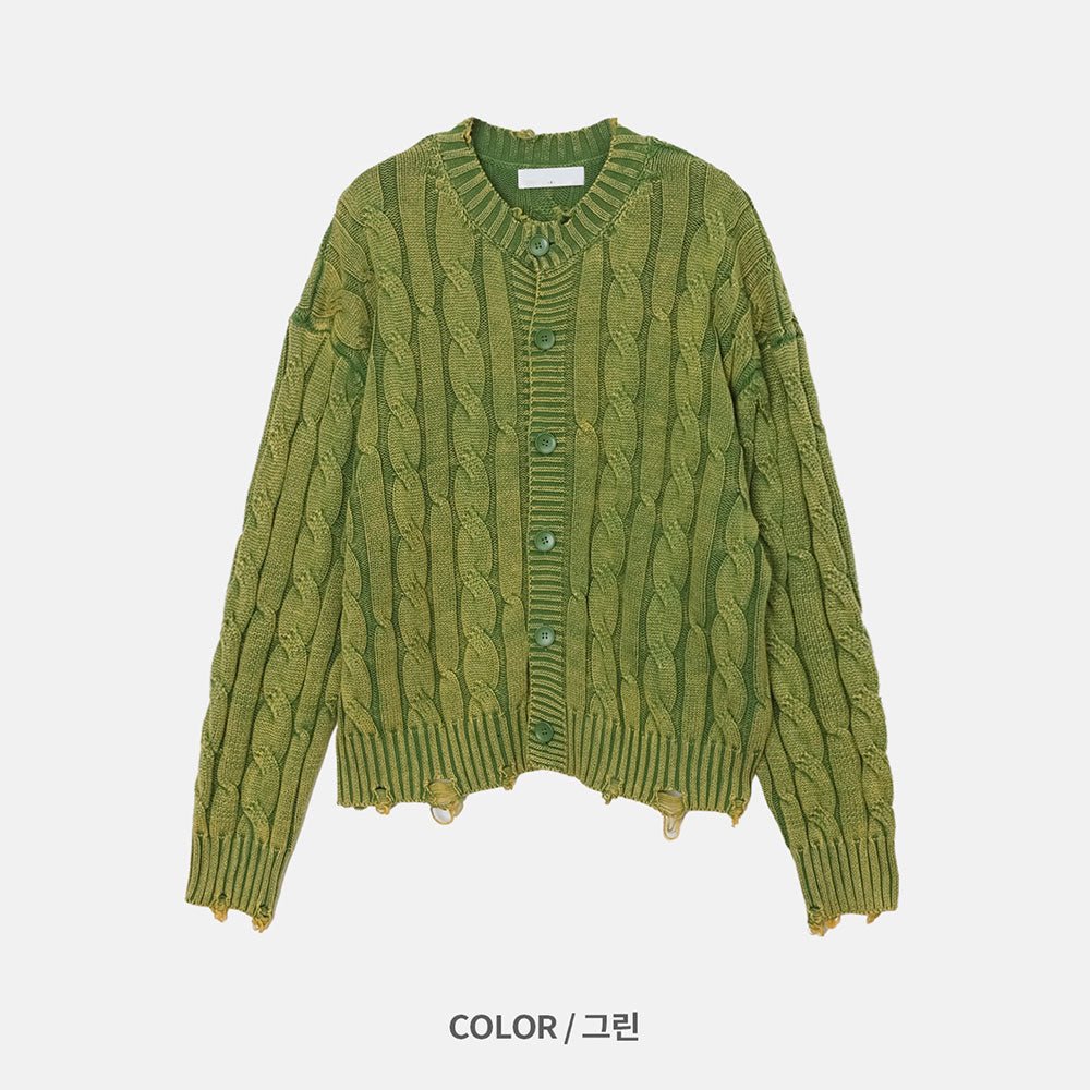 仿舊 提花 破壞 短版 針織外套 / 4色 - WHATEVER STUDIO