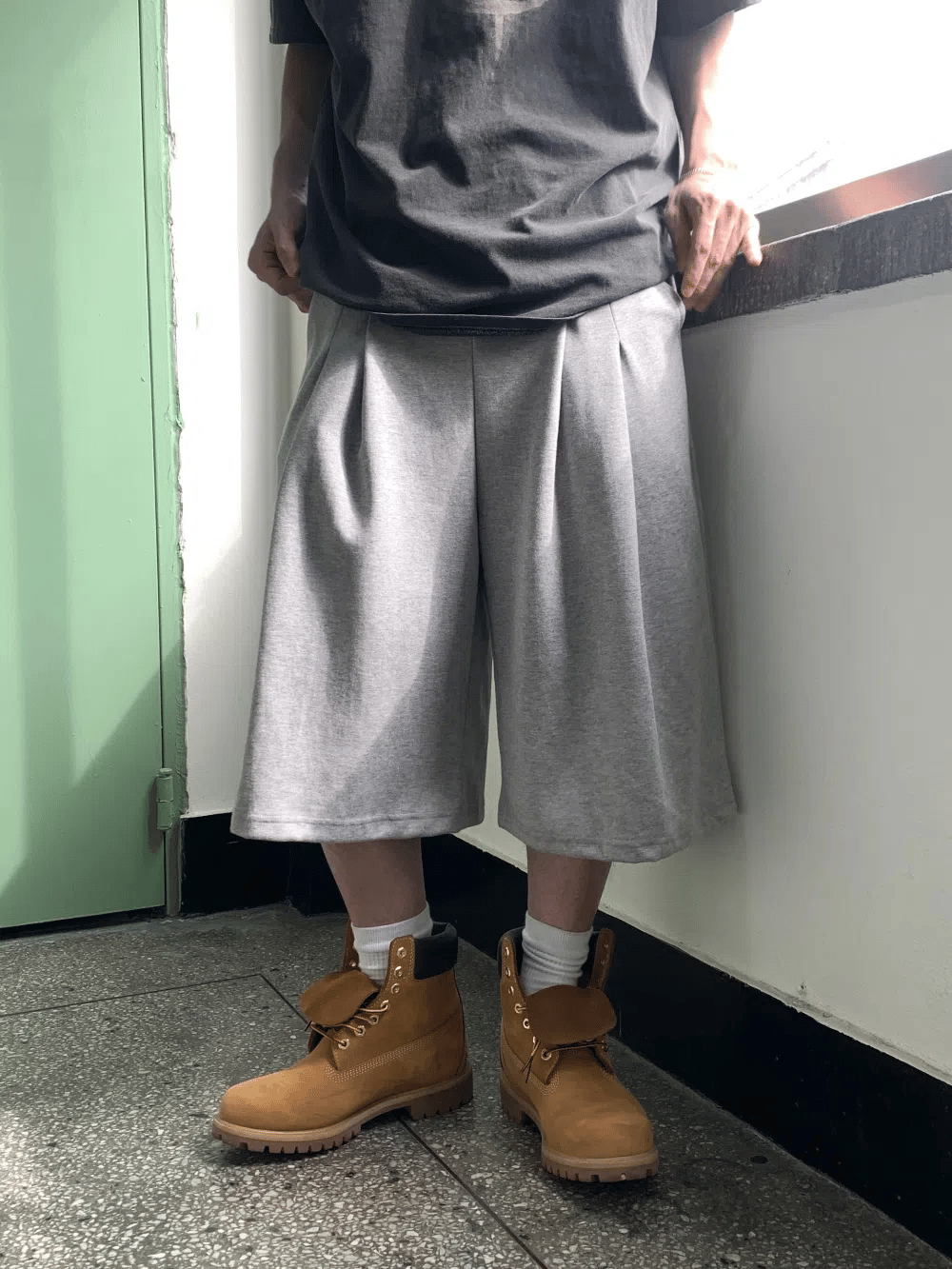 雙打摺 膝下 七分 百慕達 棉質 短褲 / 4色 - WHATEVER STUDIO