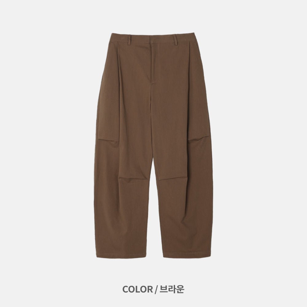 側摺 弧形剪裁 棉質 長褲 / 4色 - WHATEVER STUDIO