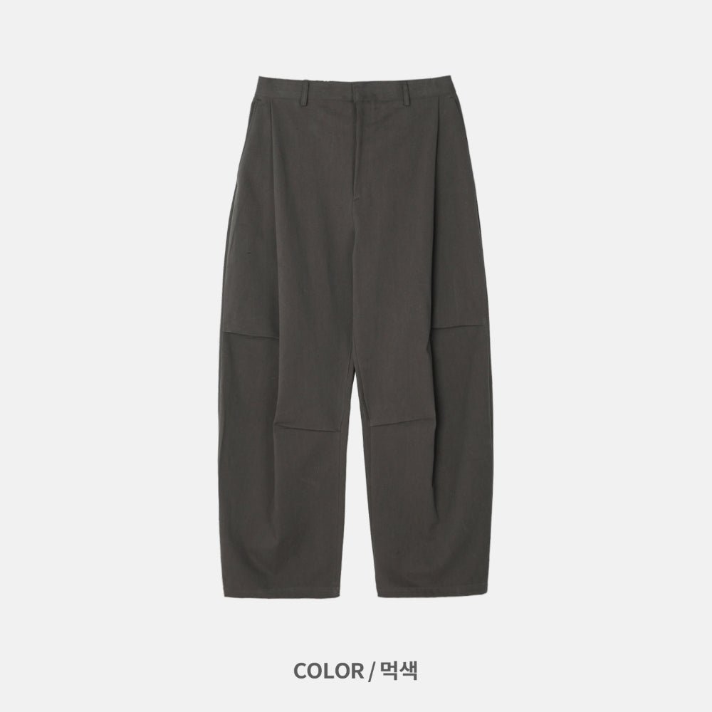 側摺 弧形剪裁 棉質 長褲 / 4色 - WHATEVER STUDIO