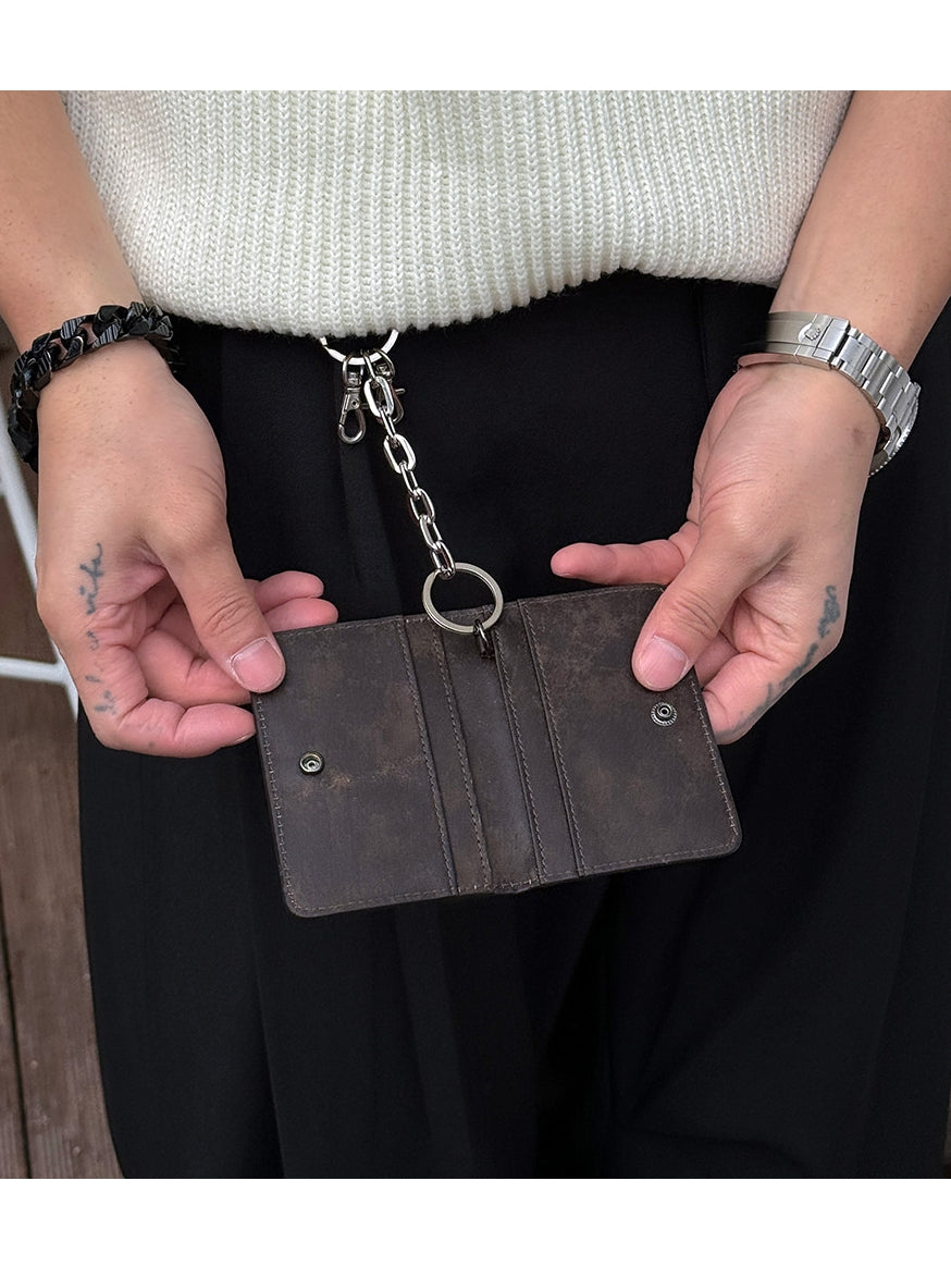 復古 皮革 鑰匙圈 吊飾 卡夾 / 2色