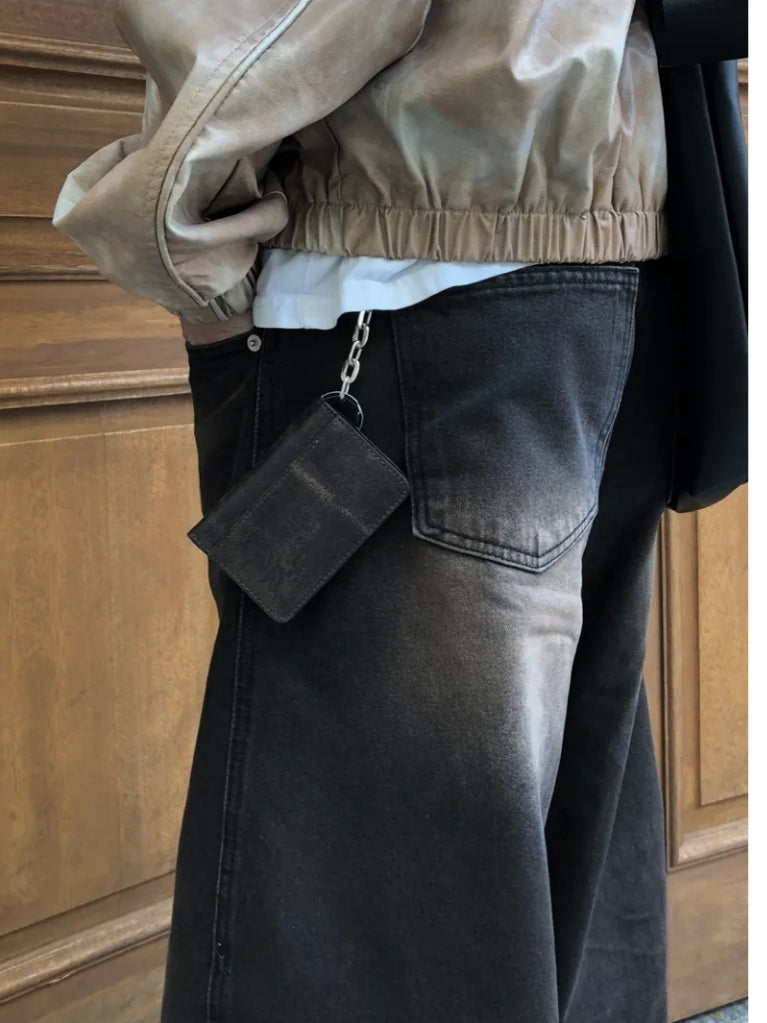 復古 皮革 鑰匙圈 吊飾 卡夾 / 2色