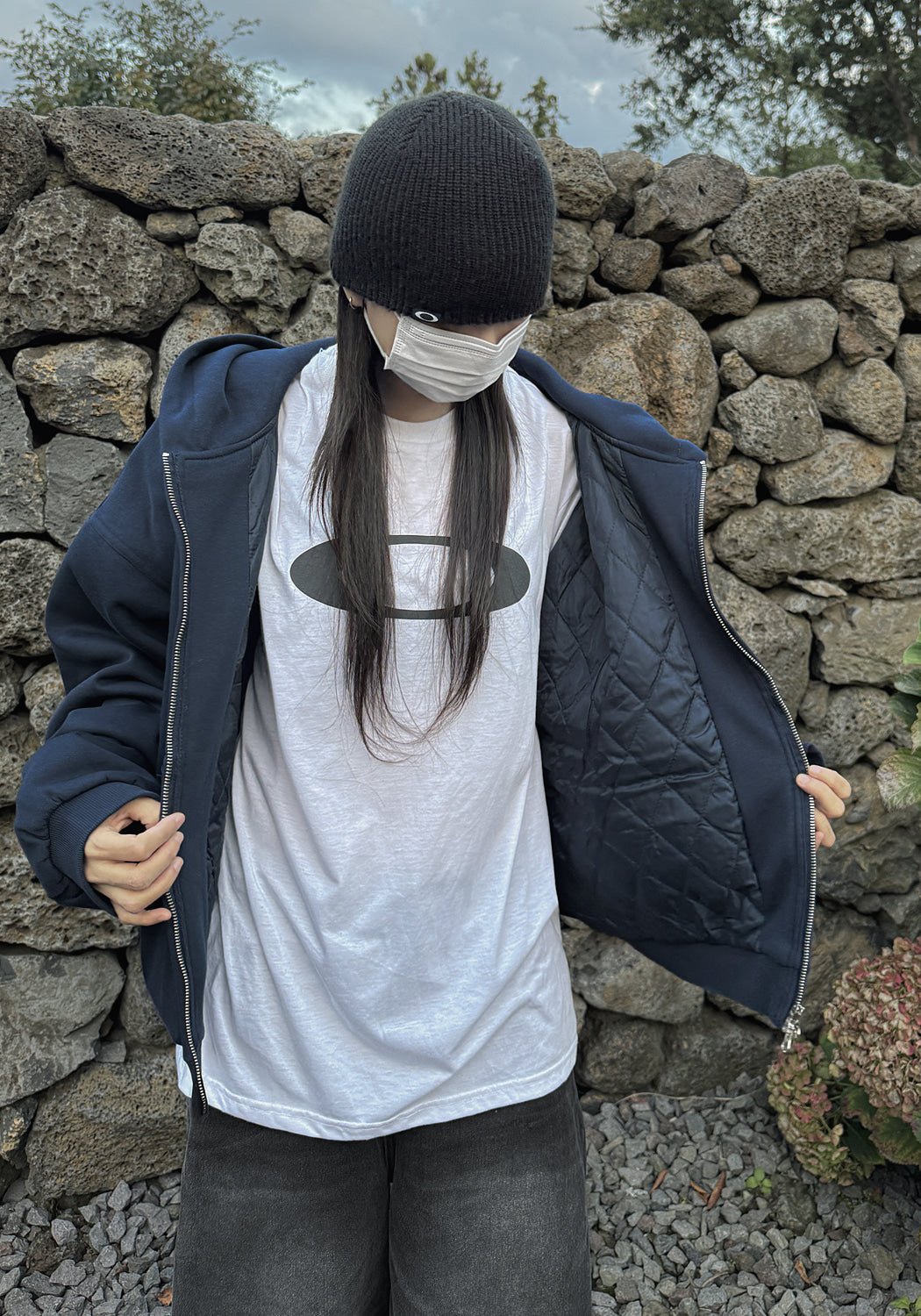 寬鬆 鋪棉 雙拉鍊 落肩 Boxy 連帽外套 / 3色 - WHATEVER STUDIO