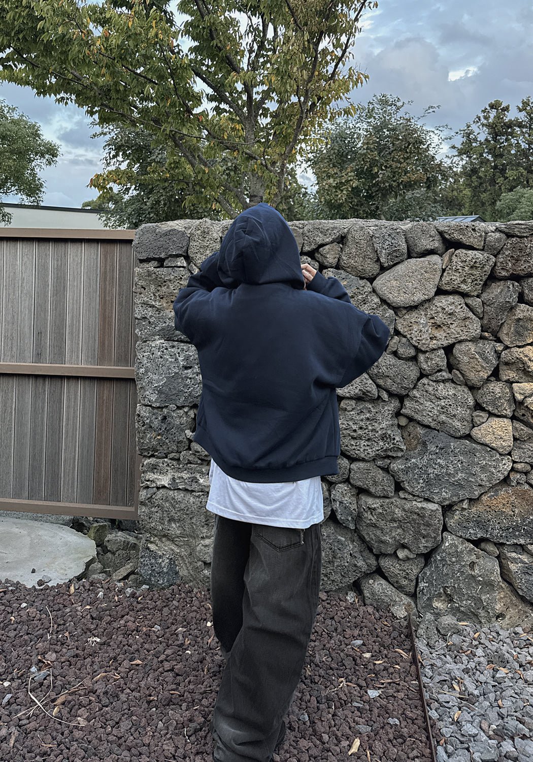 寬鬆 鋪棉 雙拉鍊 落肩 Boxy 連帽外套 / 3色 - WHATEVER STUDIO