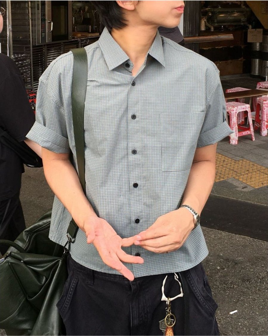 Boxy 短版 格紋 半袖 寬鬆 襯衫 / 4色 - WHATEVER STUDIO