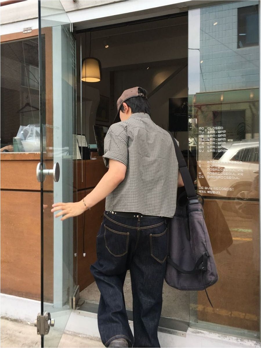 Boxy 短版 格紋 半袖 寬鬆 襯衫 / 4色 - WHATEVER STUDIO