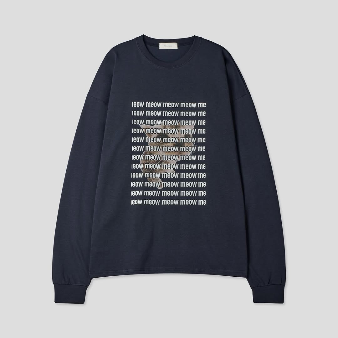 Meow 貓咪 滿版 寬鬆 長袖T / 3色 - WHATEVER STUDIO