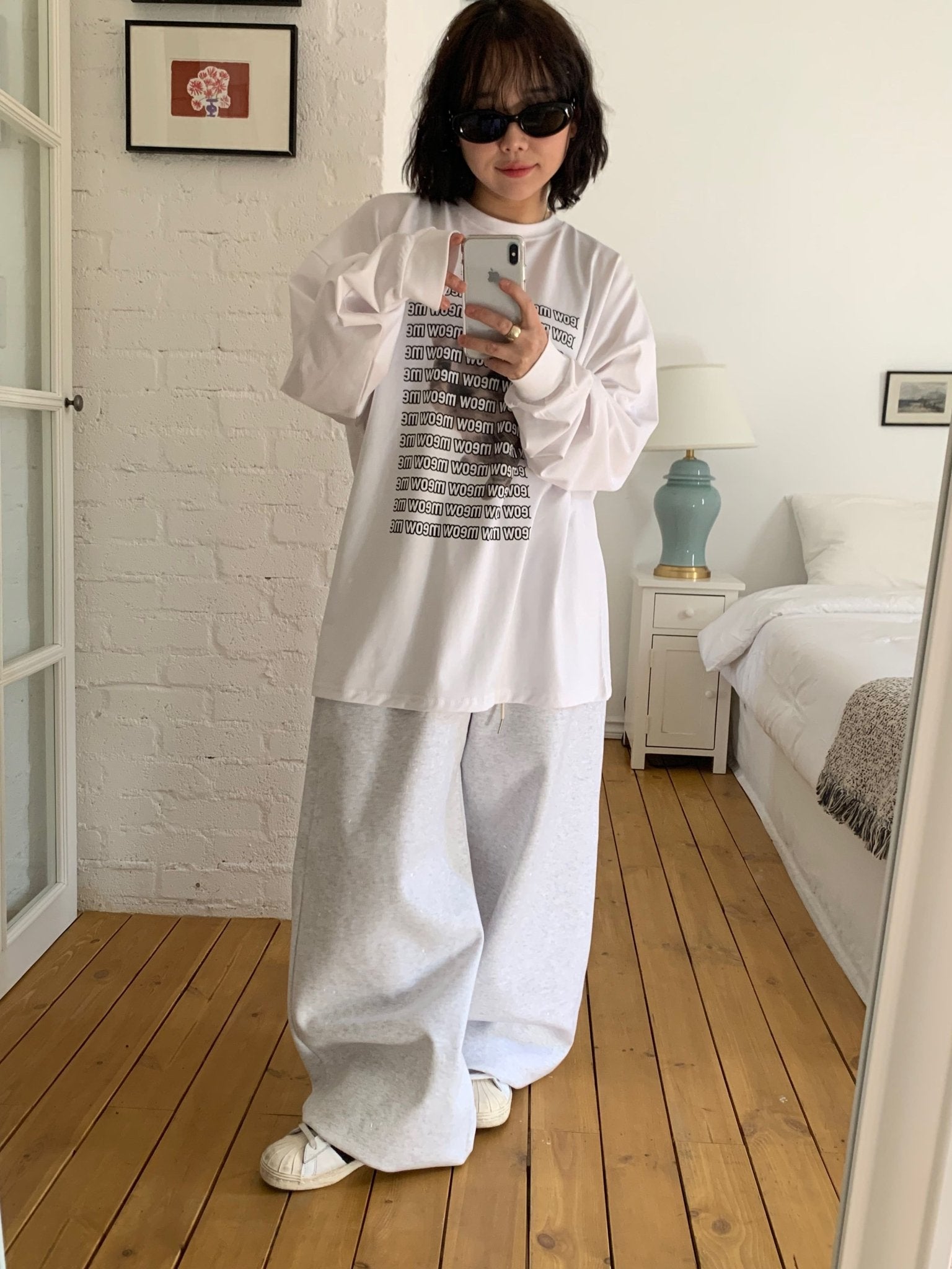 Meow 貓咪 滿版 寬鬆 長袖T / 3色 - WHATEVER STUDIO