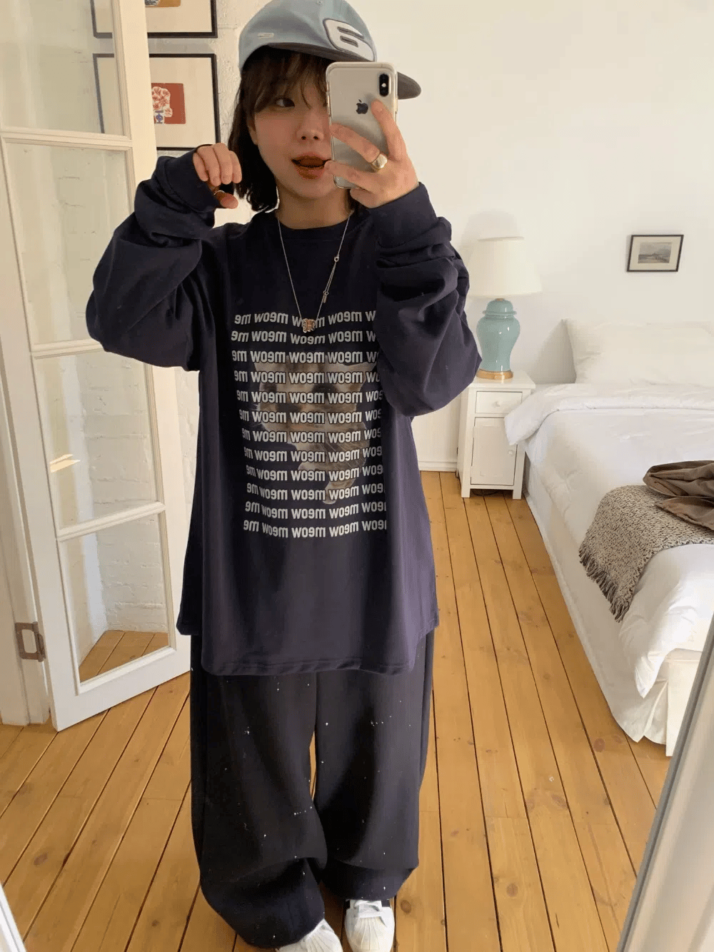 Meow 貓咪 滿版 寬鬆 長袖T / 3色 - WHATEVER STUDIO