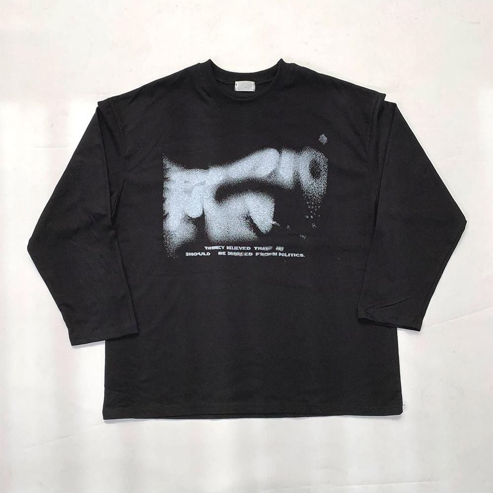 暈染 文字 印花 寬鬆 長袖T / 4色 - WHATEVER STUDIO